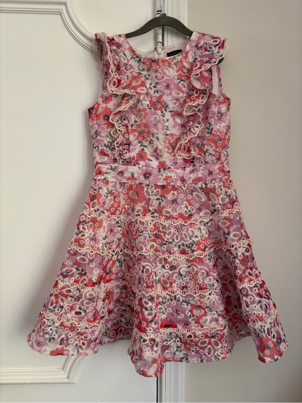 Bardot Pink & Coral Floral Ruffle Party Dress